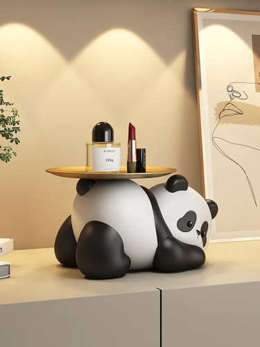 MSKA轻奢熊猫摆件钥匙收纳玄关托盘入户家居客厅电视柜酒柜装饰品