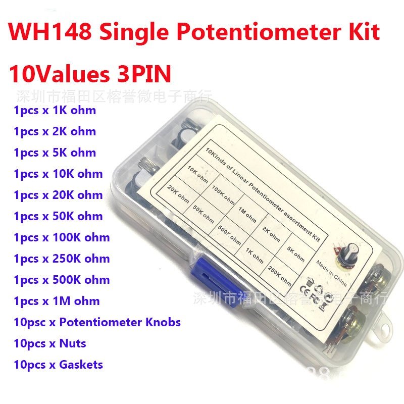 10PCS WH148电位器开关 15MM B1K/10K/20K/50K/100K//1M 盒装,电子元器件市场,电位器,淘宝优惠券,粉丝福利购,淘宝优惠卷