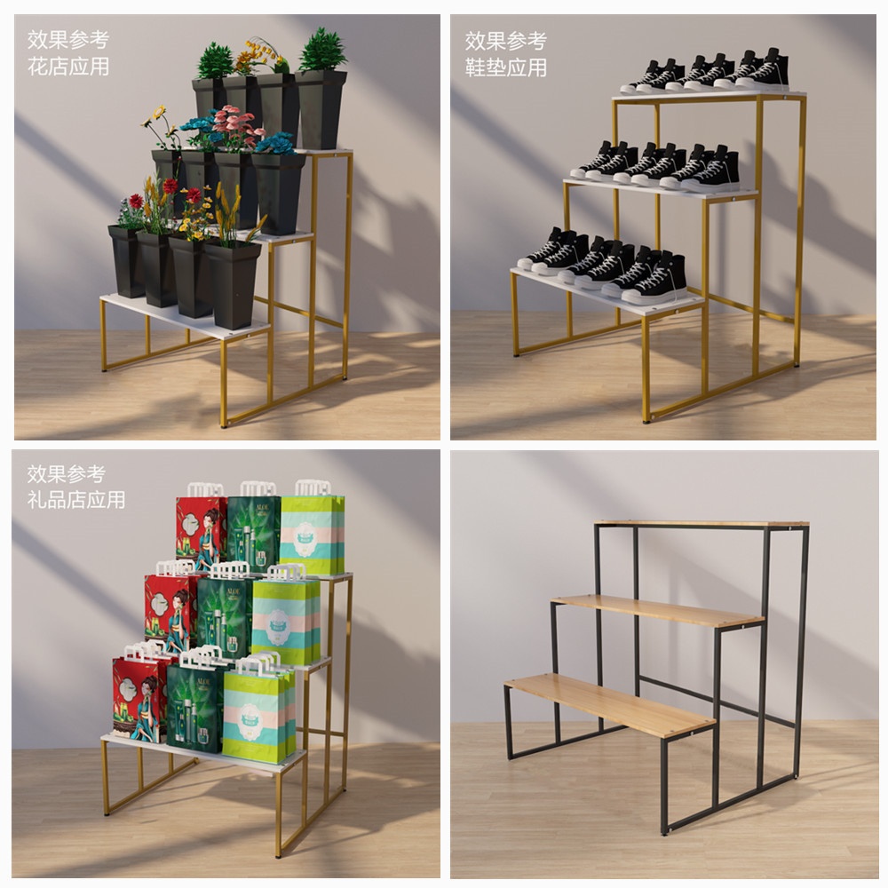 阶梯展示架 母婴店文具店摆货架子 钢木铁木三层置物架厂家