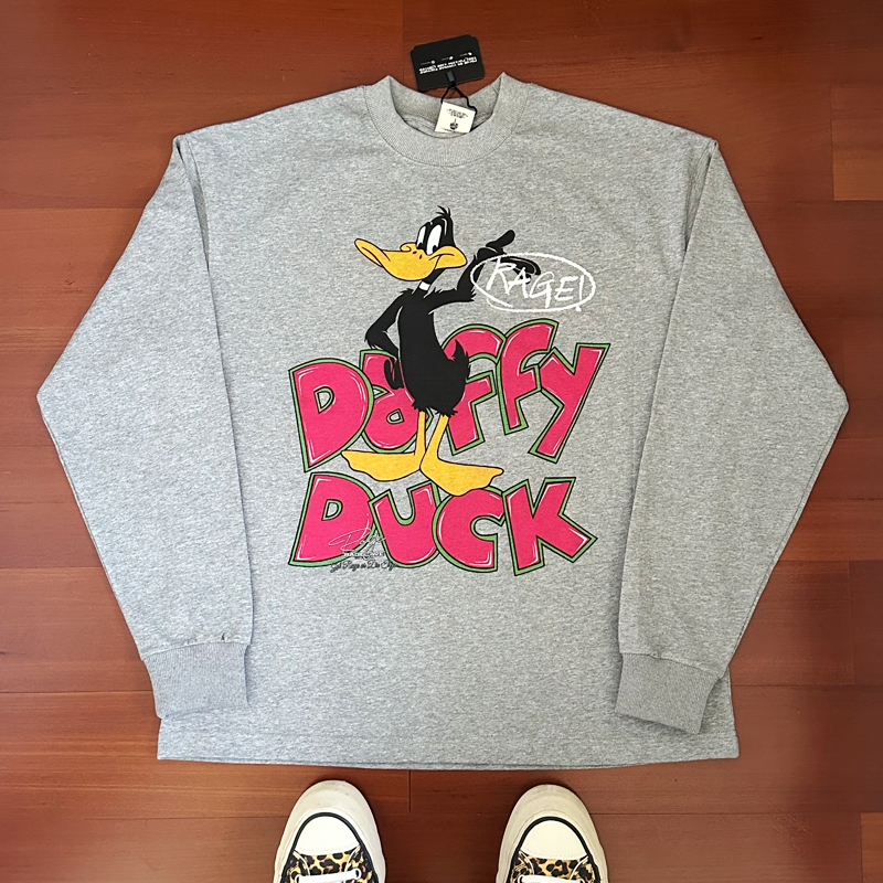 RC达菲鸭卡通情侣美式圆领长袖