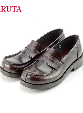 haruta4900日系粗跟低跟单鞋英伦小皮鞋复古乐福鞋女厚底jk制服鞋