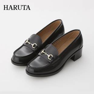 Haruta日系477女鞋 单鞋 中跟马衔扣乐福鞋 牛皮JK制服鞋
