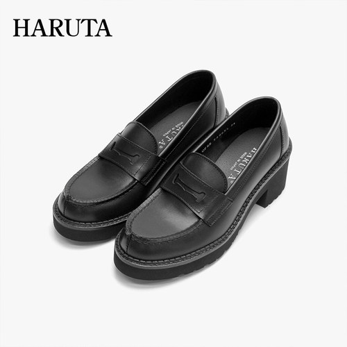 haruta高跟粗跟乐福鞋