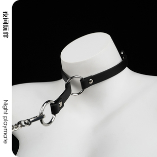 夜间玩伴 choker可收紧窒息项圈P链女脖圈缺氧情调k8k9男m牵引绳