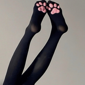 夜间玩伴 猫爪袜可爱立体肉垫防滑长筒袜过膝黑白丝二次元 萌妹cos