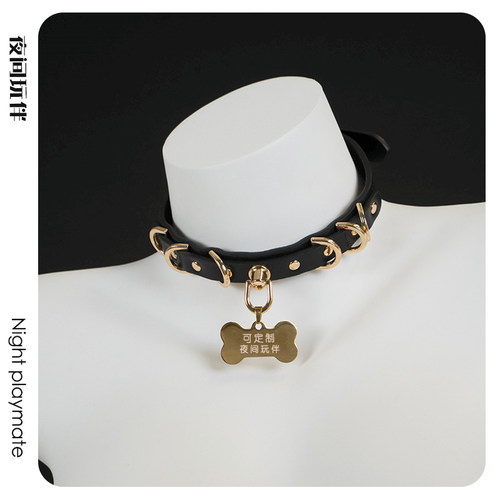 夜间玩伴 项圈男女m脖戴吊牌颈链定制刻字多色外出k9可调节choker