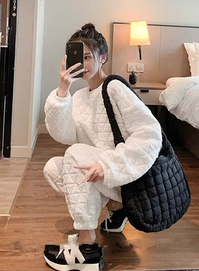 2025新款冬季保暖棉服套装 高级感两件套女装 加厚保暖休闲服装