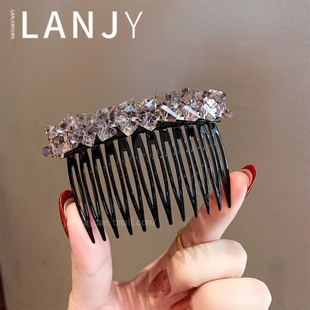 时尚简约高端水晶倒插发梳2025年韩系百搭刘海夹碎发整理发卡发饰