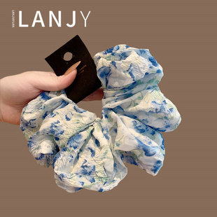 莫奈花园油画风大肠发圈超仙气质绑头发肥肠圈复古晕染扎发头绳女