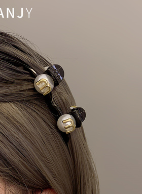 前额刘海侧边夹公主头珍珠min抓夹百搭头饰女高级感碎发夹子发卡