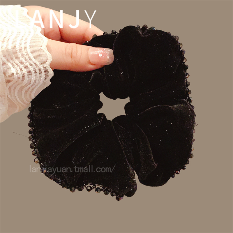 黑色高级感丝绒质感大肠发圈