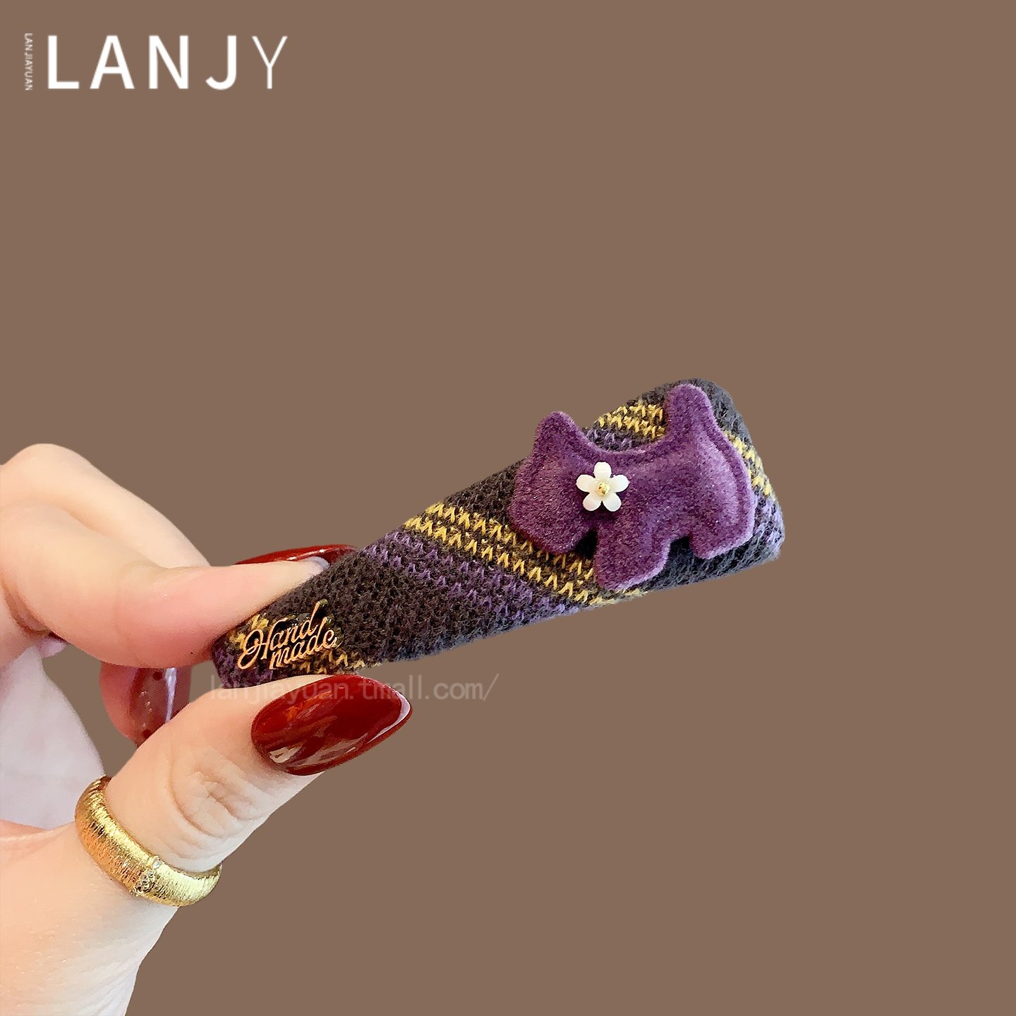 韩版紫色毛呢小狗发夹2025年复古格纹bb夹可爱百搭刘海夹侧边夹女,饰品/流行首饰/时尚饰品新,发饰,淘宝优惠券,粉丝福利购,淘宝优惠卷