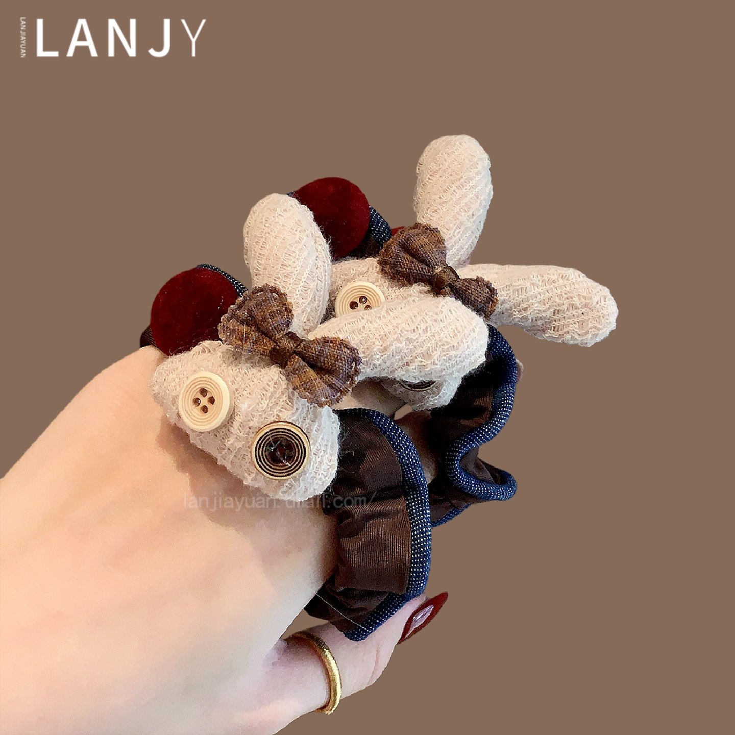 韩国立体充棉兔子发绳女2025年秋冬美拉德扎马尾发圈简约甜美头绳,饰品/流行首饰/时尚饰品新,发饰,淘宝优惠券,粉丝福利购,淘宝优惠卷