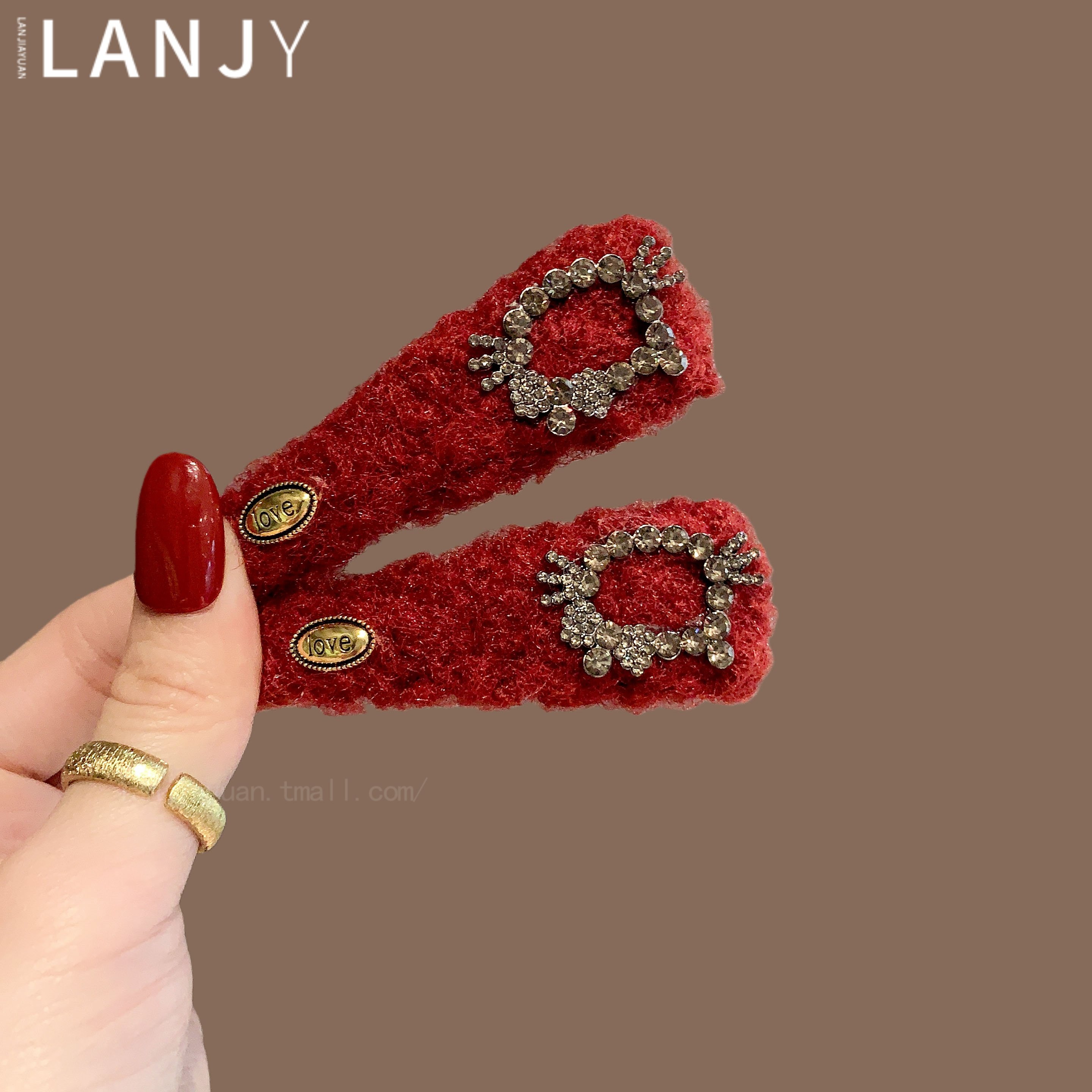 红色毛绒发夹轻奢镶钻猫咪侧边夹甜美可爱少女感刘海夹新年发饰女,饰品/流行首饰/时尚饰品新,发饰,淘宝优惠券,粉丝福利购,淘宝优惠卷