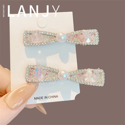 韩国新款粉色甜美水钻发夹