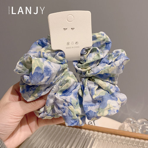 法式复古唯美油画莫奈渐变发圈