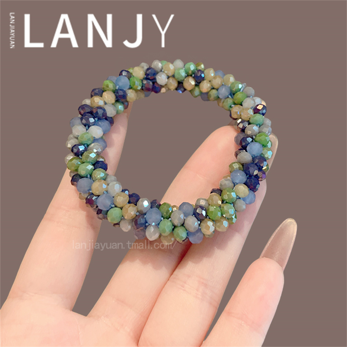 新款水晶串珠扎发头绳