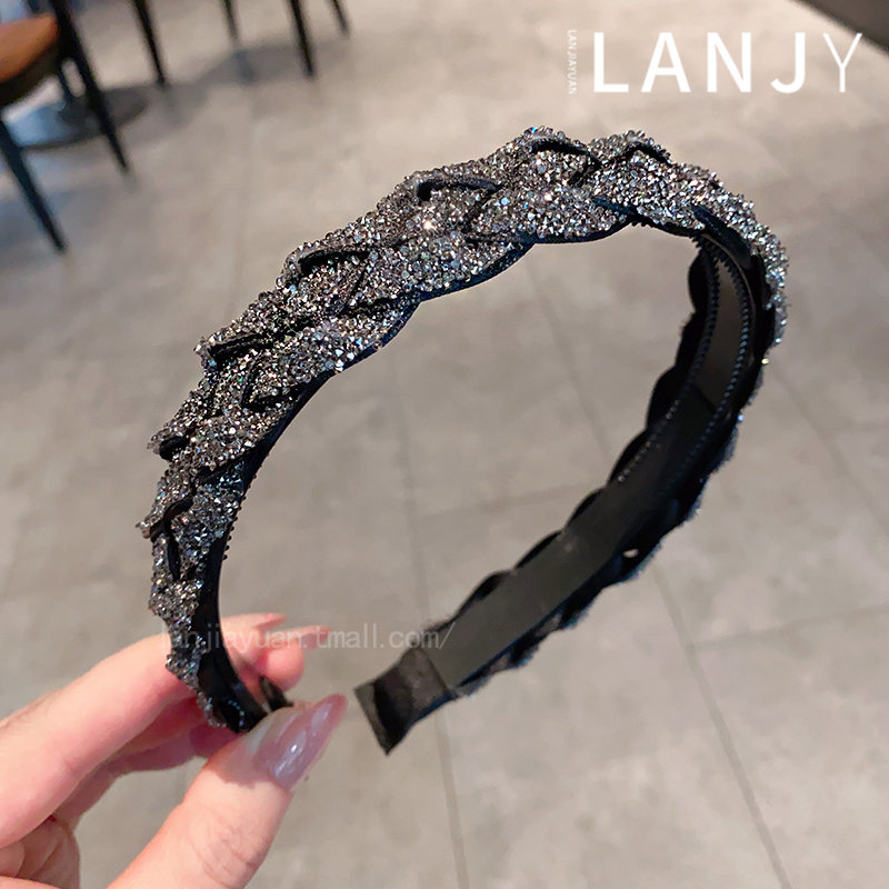 黑色复古闪钻满碎钻发箍图片