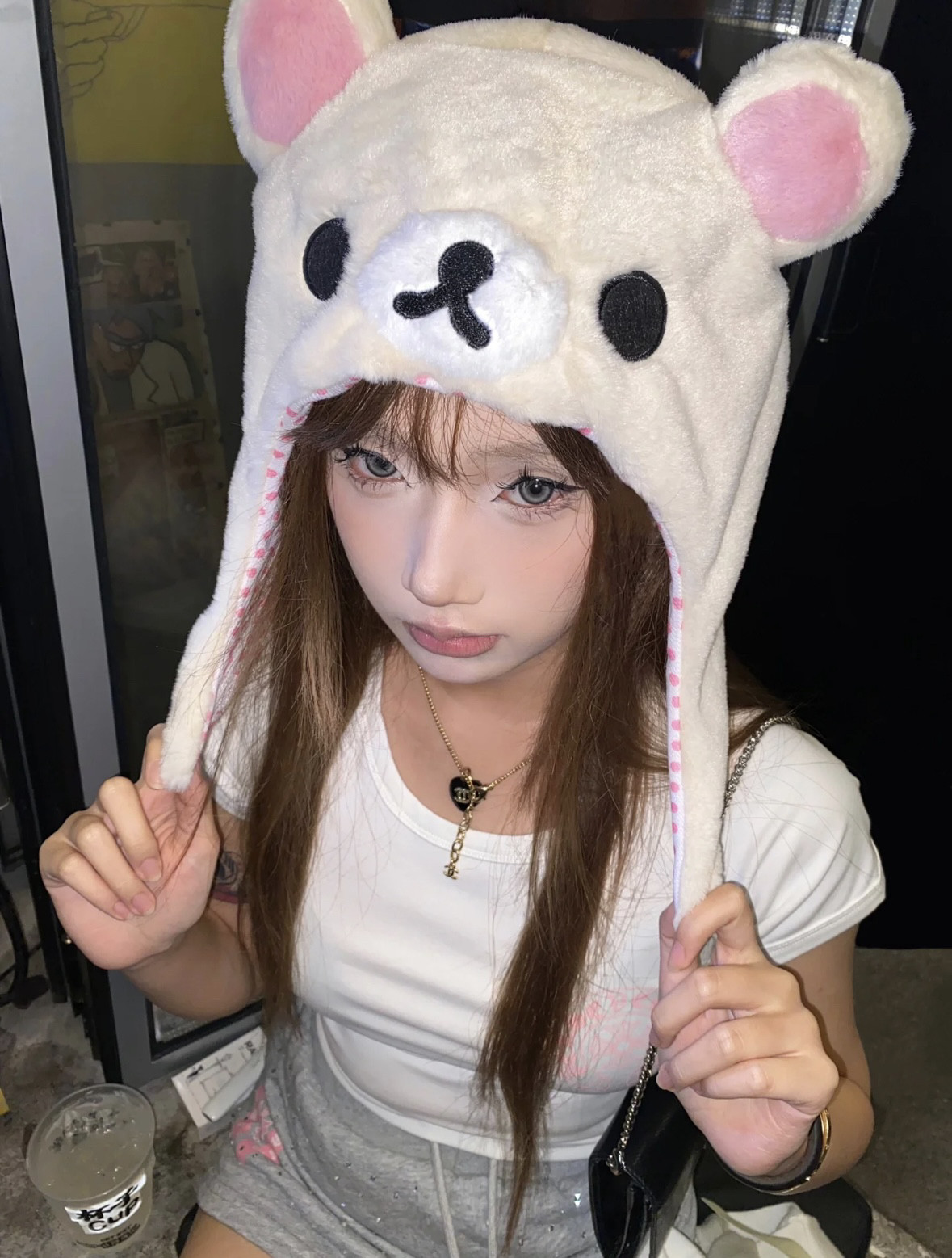 可爱超萌布偶小熊毛绒玩偶帽子女生韩版少女心粉色轻松熊卡通头套