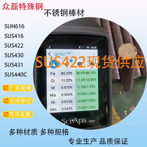 SUS422圆钢SUH616 SUS416 SUS310S SUS321 2205 SUS431不锈钢棒材