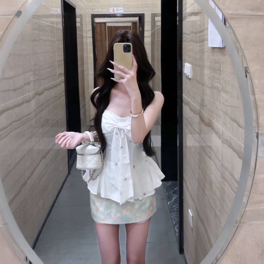 韩系辣妹蝴蝶结抹胸吊带