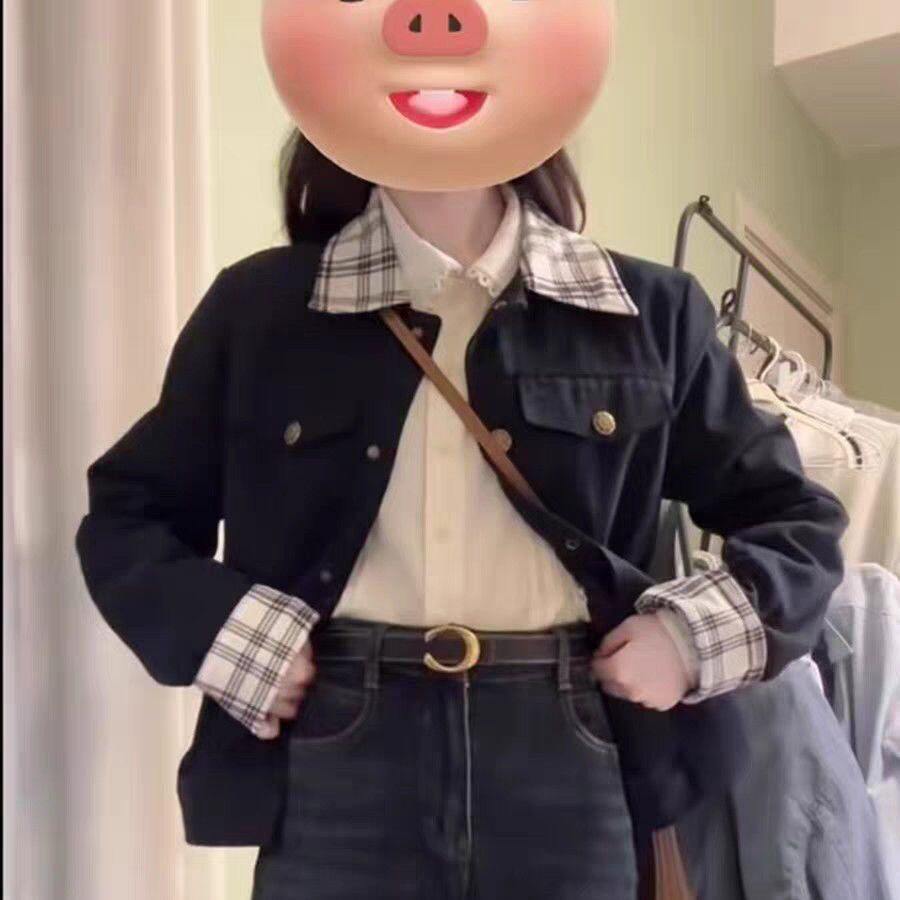 秋季新款翻领复古短款格