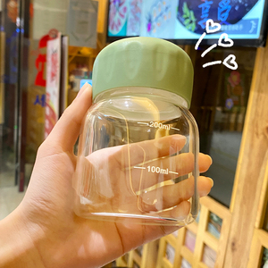 小杯子便携水杯玻璃杯带盖迷你