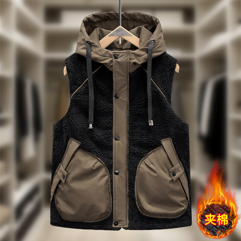 男装秋冬款羊羔绒马甲外穿棉背心