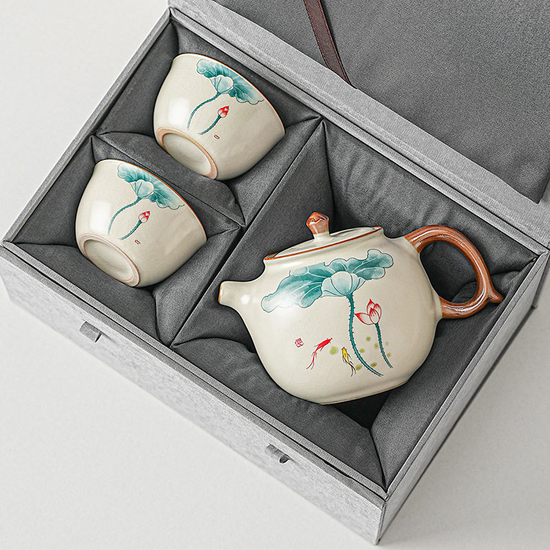 云荷汝窑茶壶高档中式家用宿舍一人用泡茶壶茶杯陶瓷功夫茶具礼盒,餐饮具,茶壶,淘宝优惠券,粉丝福利购,淘宝优惠卷