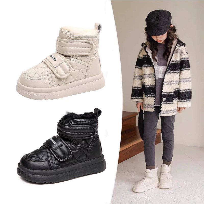儿童雪地靴2025冬季新款皮毛一体女童加绒加厚大棉鞋男童棉靴宝宝