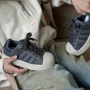 男童女童贝壳板鞋2024秋儿童潮牌中大魔术贴滑板运动鞋德训鞋学生