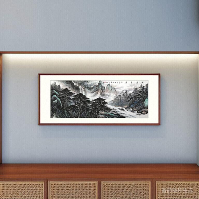 手绘原作《松声远》山水国画客厅背景墙装饰画中堂风水挂画宣纸