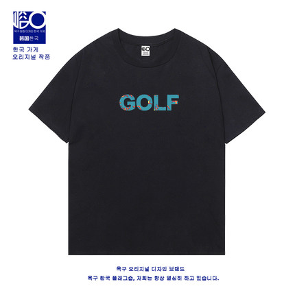 GOLF 韩国 Flame Box LoGo 蓝色火焰golf字母短袖tee男女情侣款