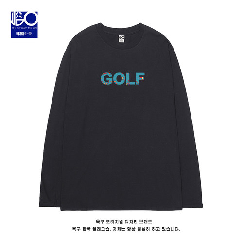 GOLF韩国字母长袖男女情侣款tee