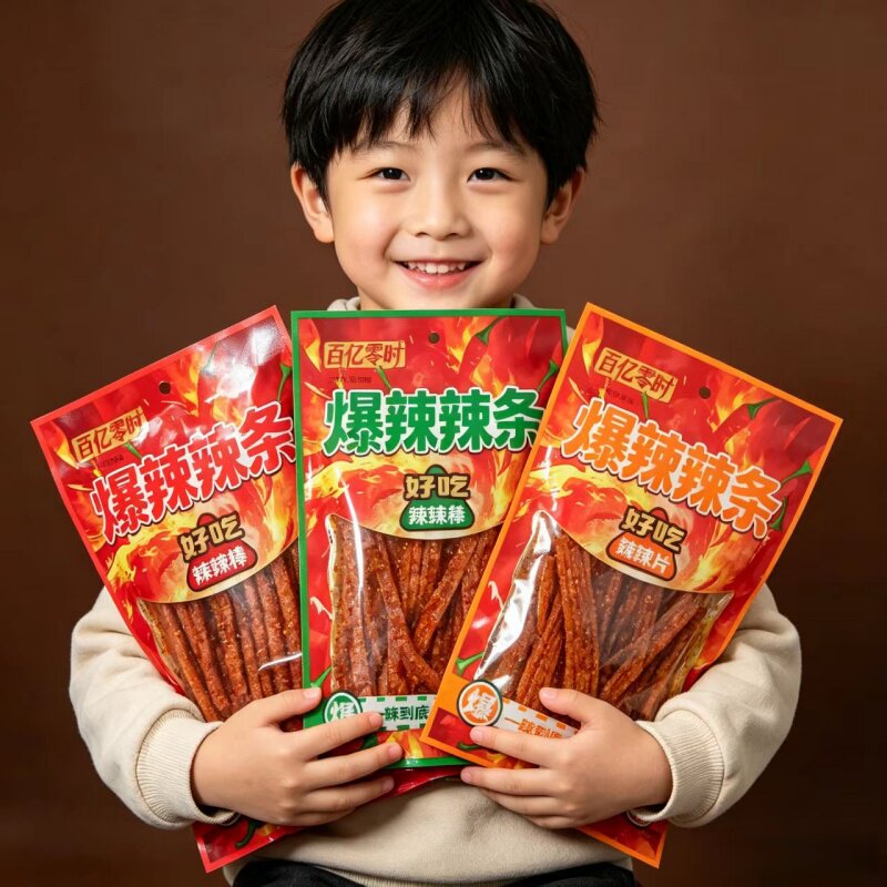 百亿零时超辣辣条网红魔辣爆辣辣条包装解馋零食湖南平江特产面筋