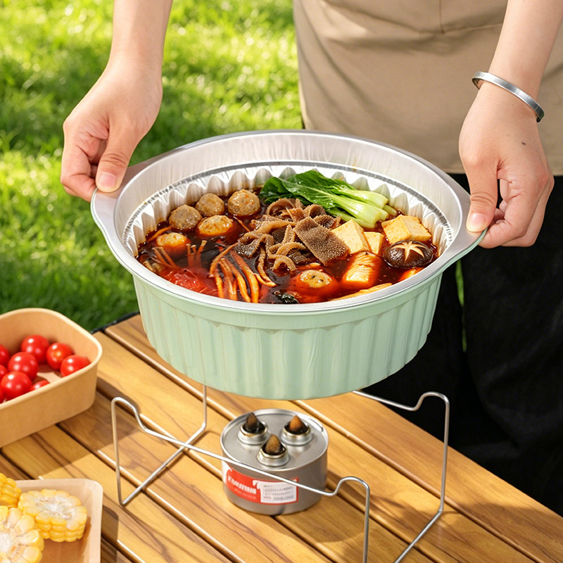 一次性火锅专用锅具露营锡纸锅图片