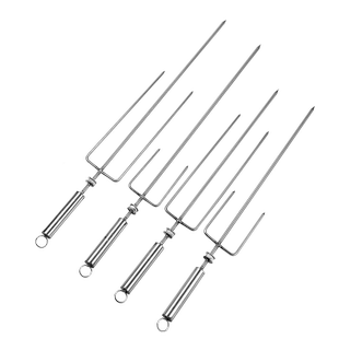 烧烤叉不锈钢三叉羊腿木柄签子烤兔子叉子烤鸡烤羊排烤肉叉塔夫曼