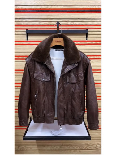 秋冬款加厚加绒皮衣皮夹克男时尚百搭保暖流行外套可拆卸领上衣潮