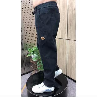 时尚 老爹裤 宽松百搭哈伦裤 纯棉休闲裤 秋季 青年弹力直角裤 男牛仔裤