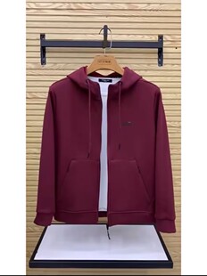 春秋男运动休闲外套时尚百搭丝光珠地棉纯色青年宽松连帽上衣夹克