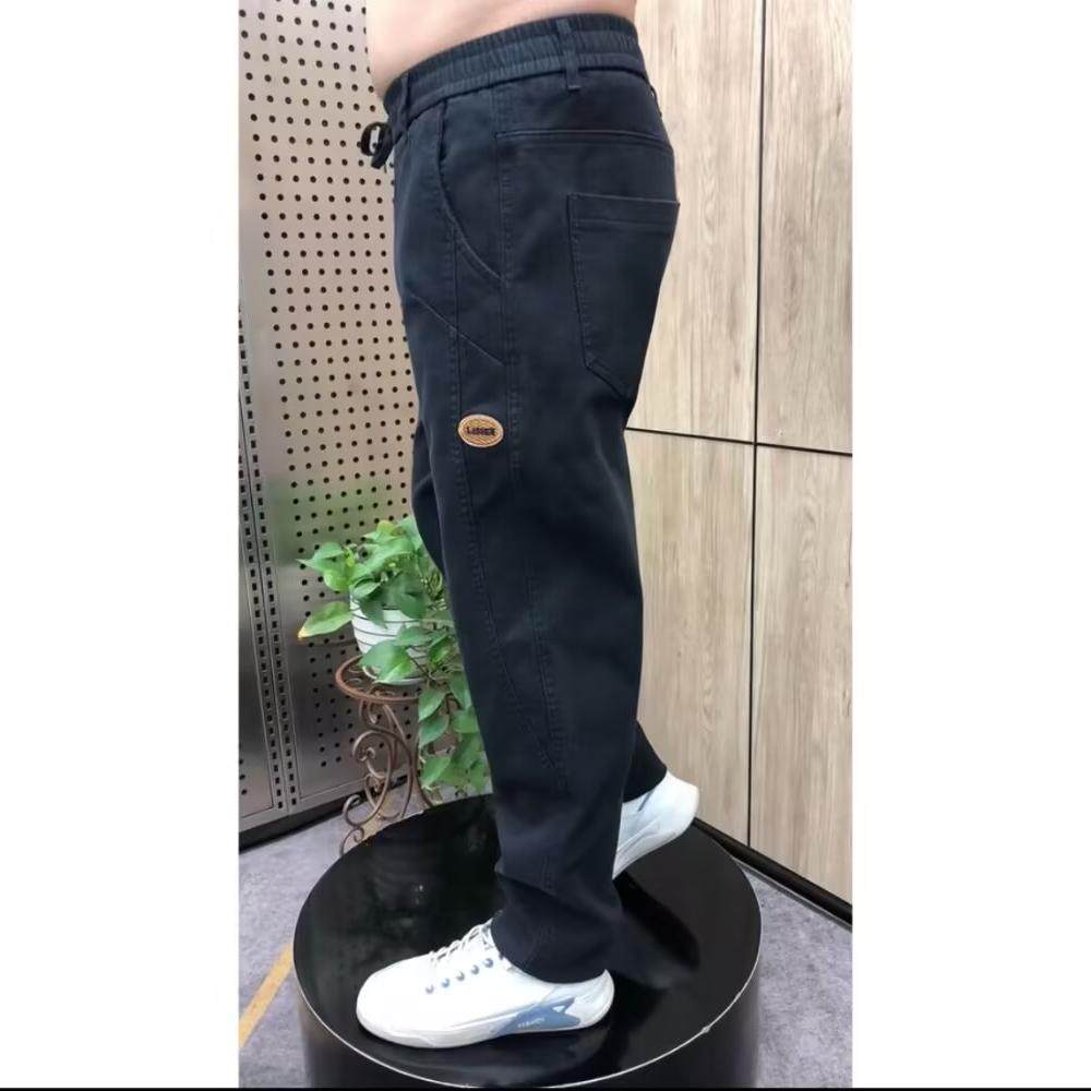 加绒秋冬男士牛仔老爹裤时尚宽松弹力百搭哈伦裤松紧腰直角休闲裤,男装,牛仔裤,淘宝优惠券,粉丝福利购,淘宝优惠卷