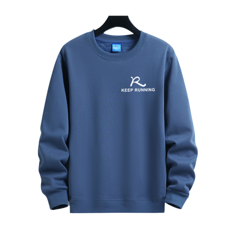 秋冬季国潮圆领卫衣男宽松加绒加厚青少年学生打底无帽长袖外套