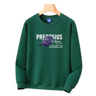 秋冬季圆领卫衣男潮牌宽松加绒加厚青少年初中高中学生内搭打底衫