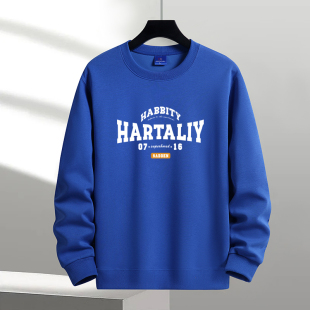 春秋圆领卫衣男宽松国潮青少年学生套头打底衫加厚无帽帅气上衣潮