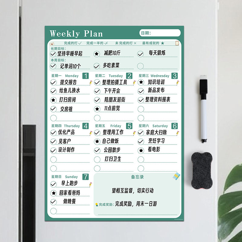 周计划表2026年冰箱贴留言板食谱