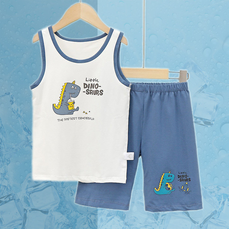 男童夏装套装a类纯棉四五岁宝宝背心五分短裤薄款幼儿童无袖睡衣8