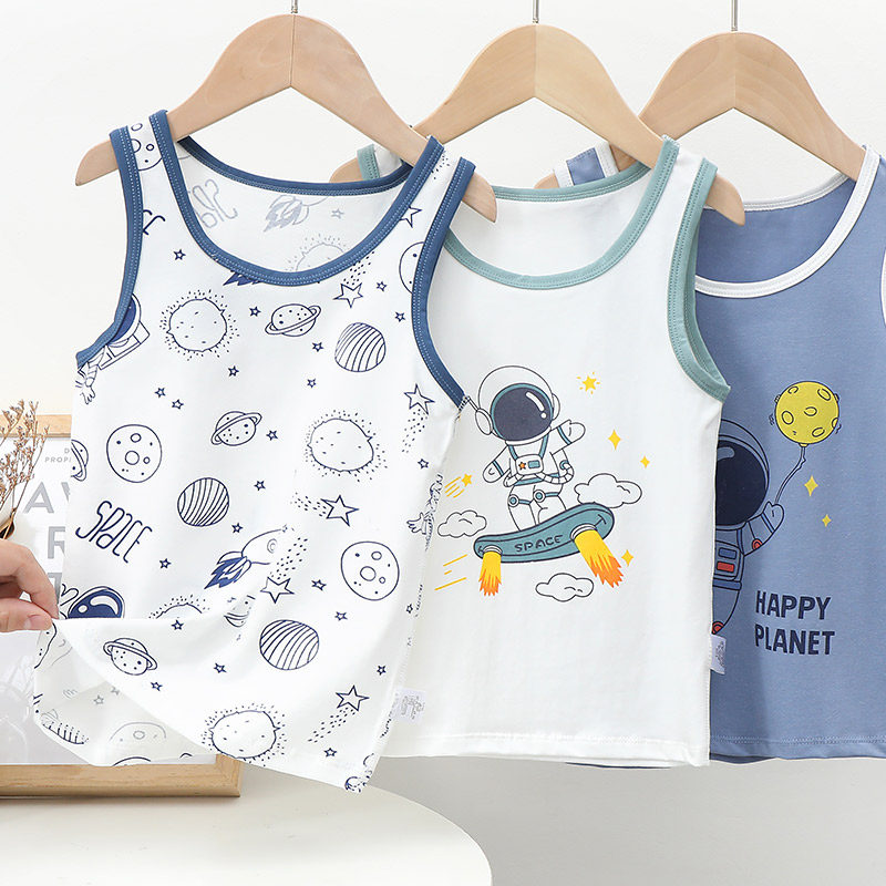 跨栏男童背心无骨夏款儿童无袖汗衫纯棉小童内衣打底男孩宝宝上衣