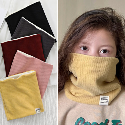 儿童双面围脖男女童冬季保暖围巾