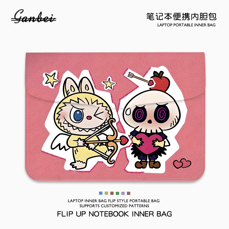 拉布布笔记本电脑翻盖内胆包适用M4苹果macbookair13.3华为matebook14联想小新pro16寸华硕戴尔女15点6保护套