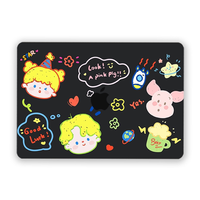 电脑壳简约可爱涂鸦风格